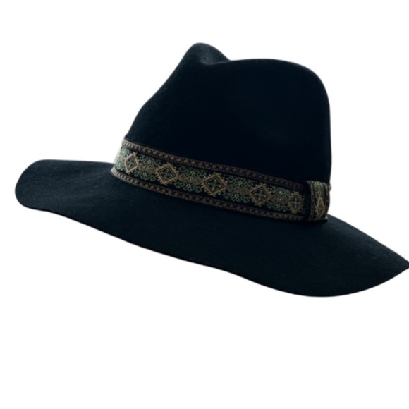 Peter Grimm Black Fedora Hat Unisex Style, 100% Wool Felt, Embellished Band -OS main image 5